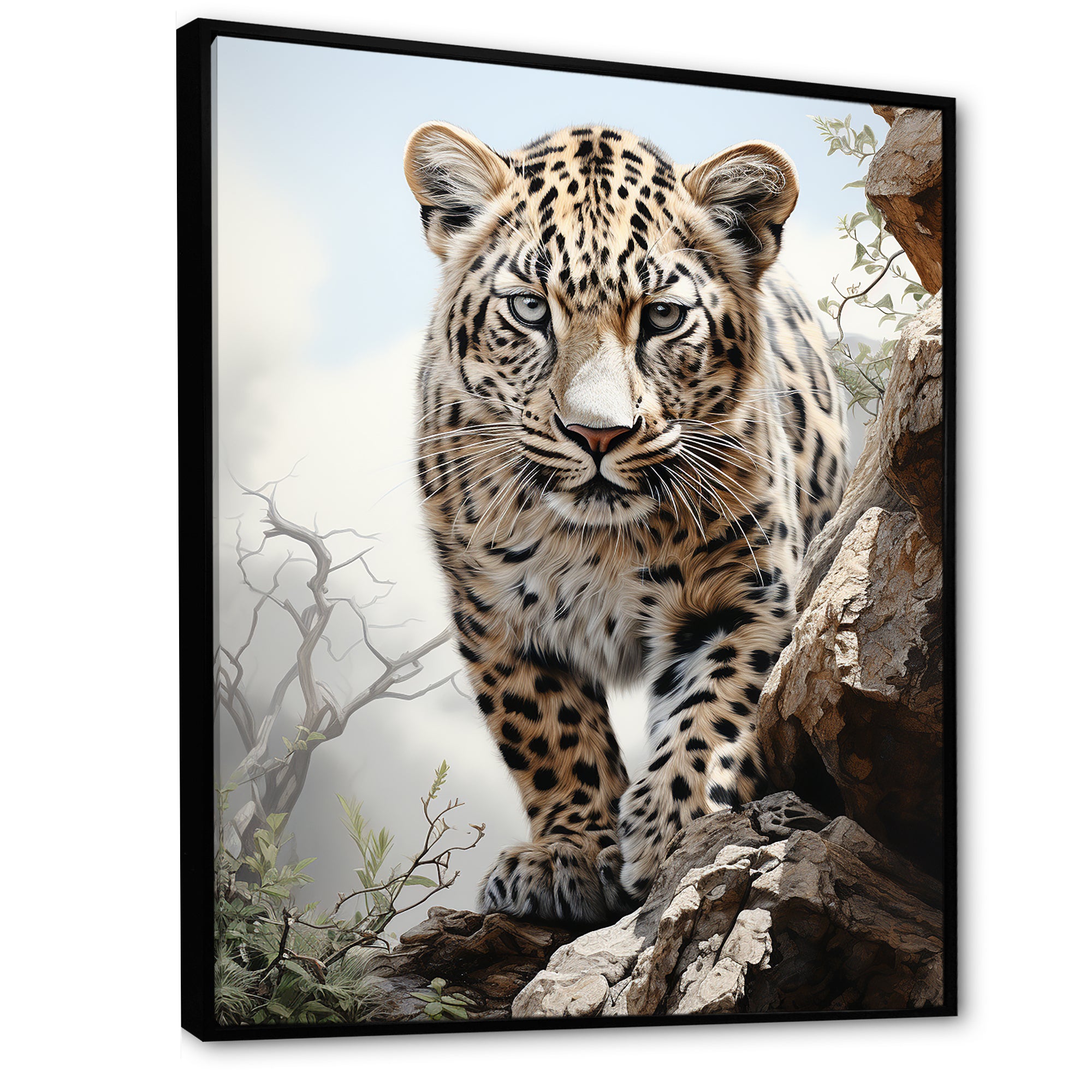 Majesty Leopard Gaze Of The Wild - Beige Leopard Wall Art