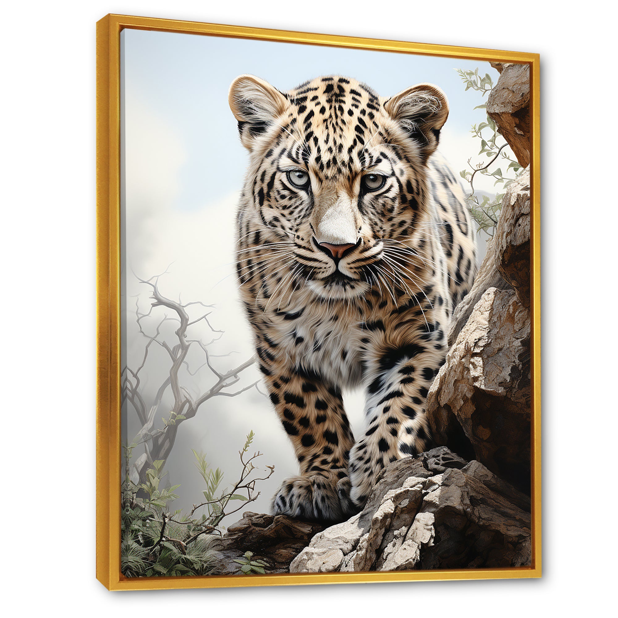 Majesty Leopard Gaze Of The Wild - Beige Leopard Wall Art