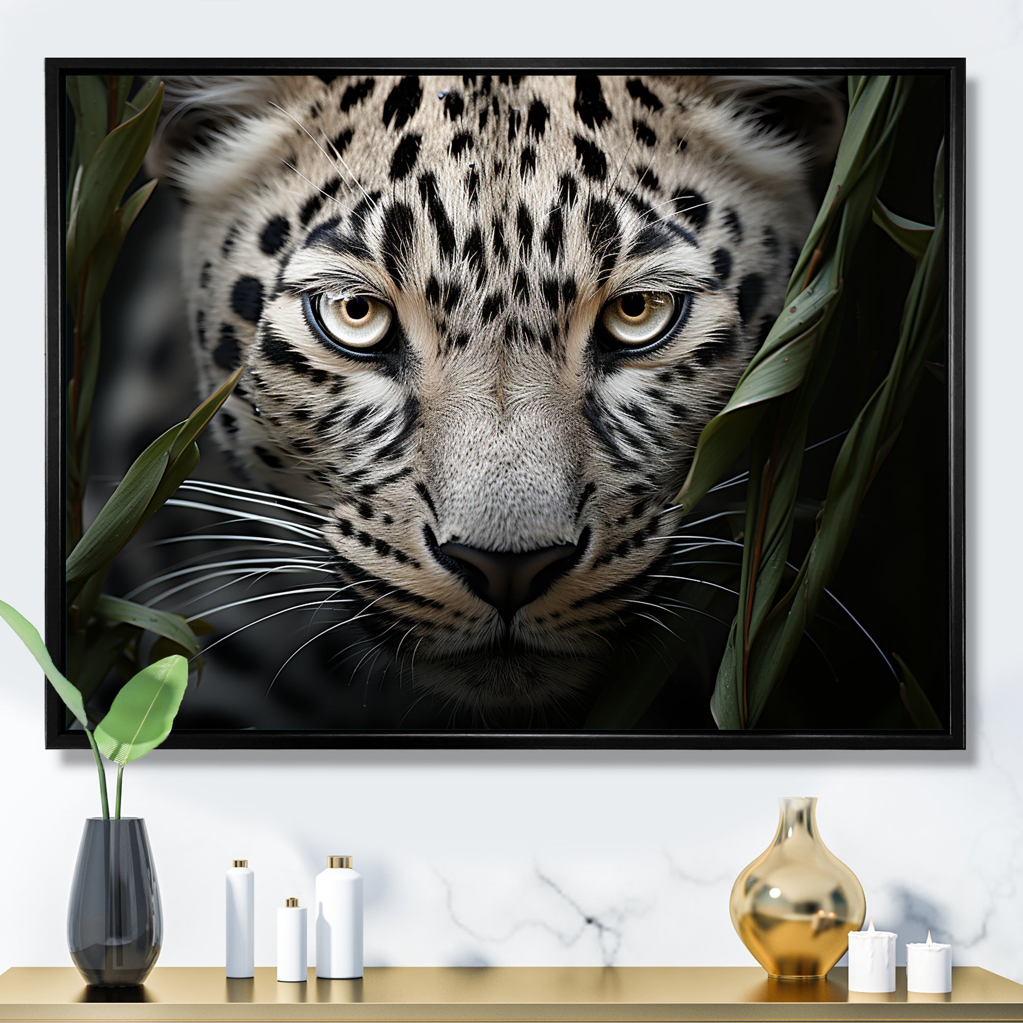 Jungle Leopard Stalk - Leopard Framed Canvas Art