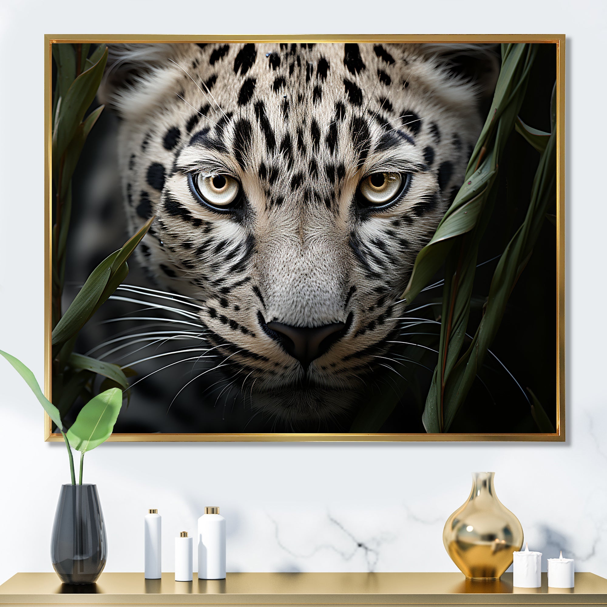 Jungle Leopard Stalk - Leopard Framed Canvas Art