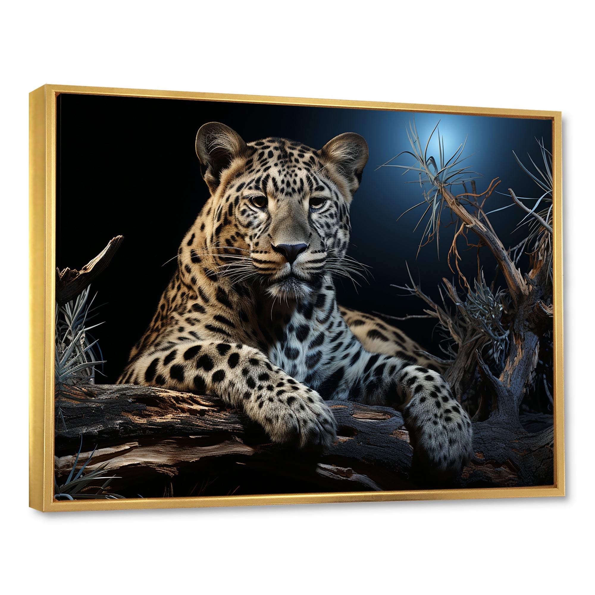 Moonlit Leopard Camouflage - Leopard Large Canvas Wall Art