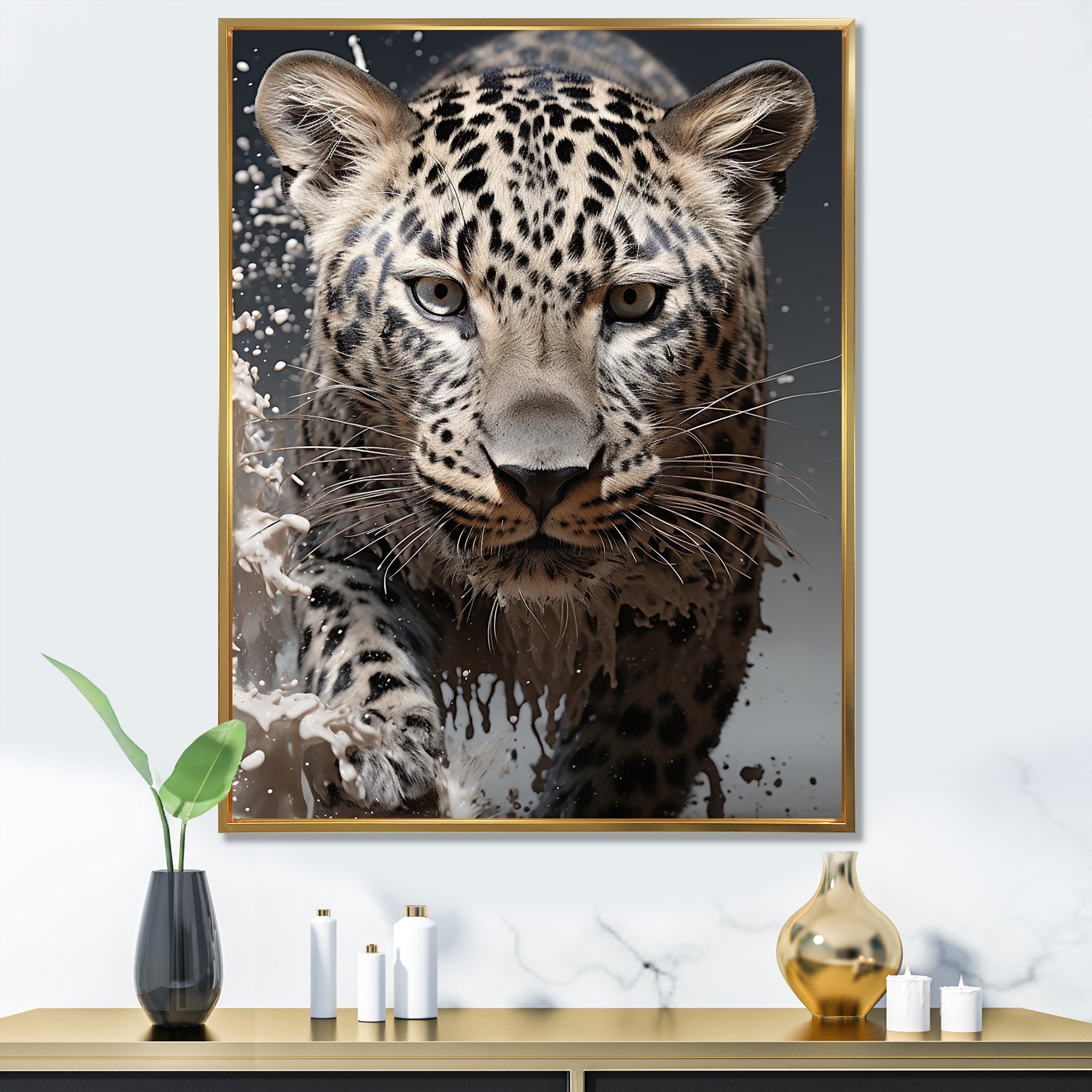 Leopard Mysterious Hunter - Leopard Living Room Wall Art