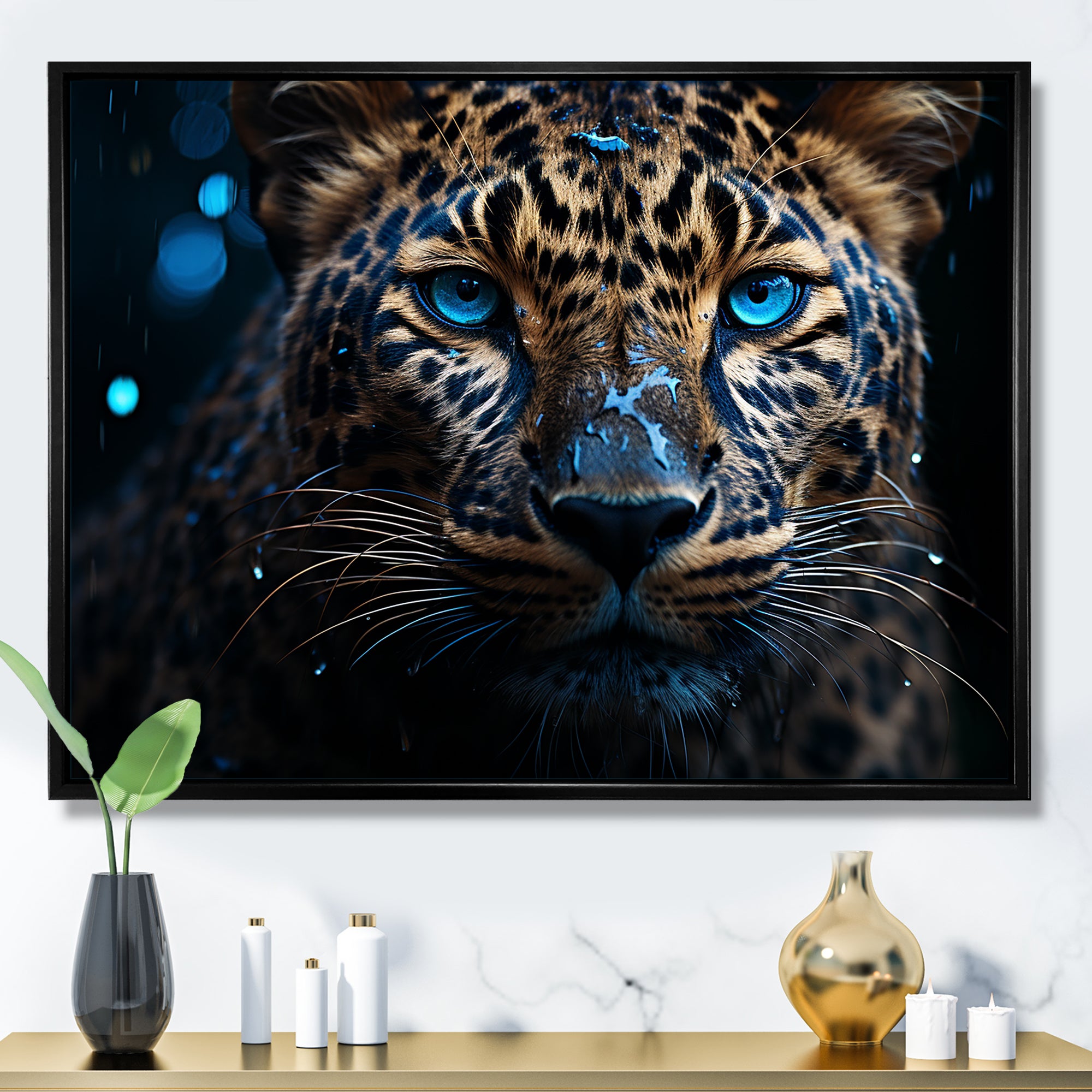 Leopard Nocturnal Sovereign Nighttime Blues - Leopard Wall Decor