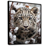 Subdued Majesty Leopard Snow Charm - Leopard Living Room Wall Art