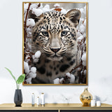 Subdued Majesty Leopard Snow Charm - Leopard Living Room Wall Art