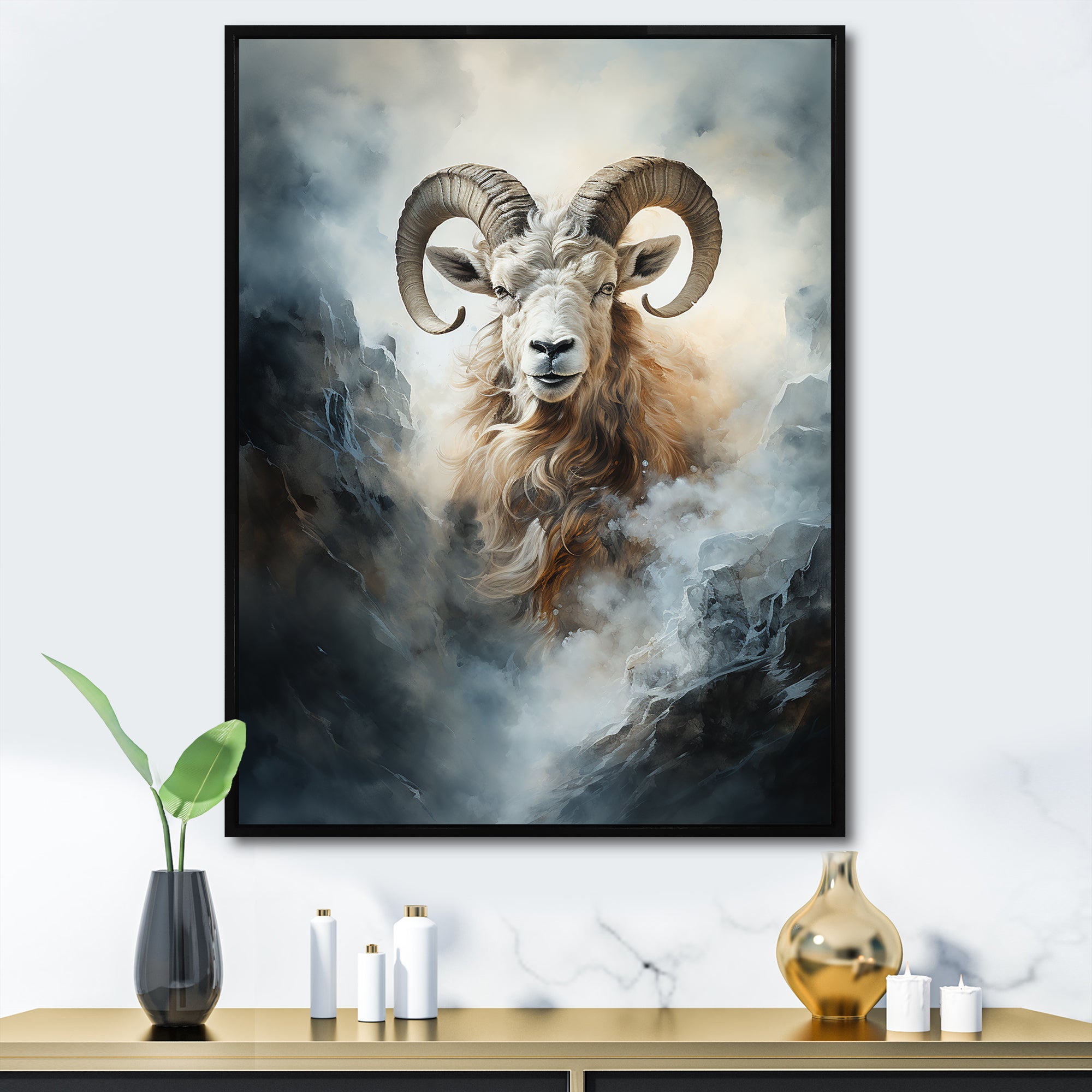 Lightning Ram Minimalism - Gray Sheep Wall Art
