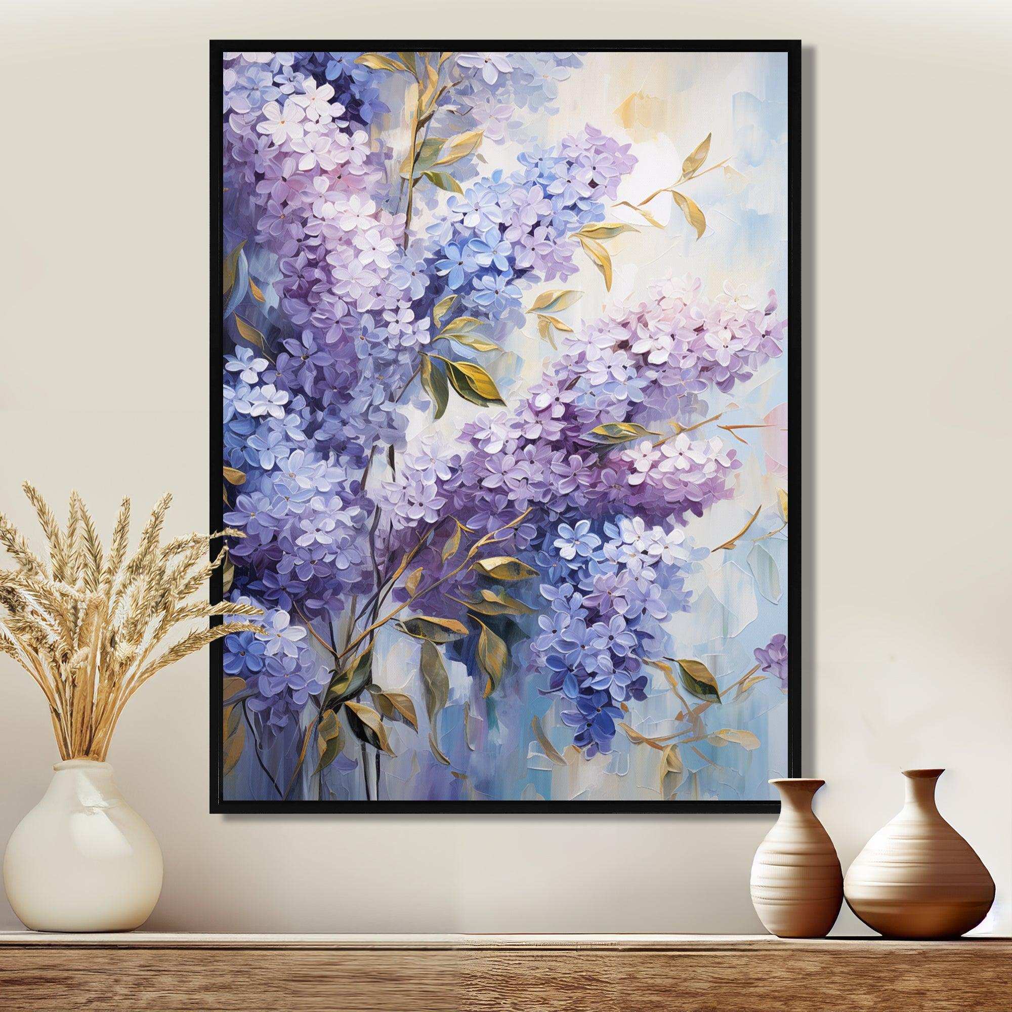 Purple And Blue Lilac Bush In Bloom - Floral Canvas Wall Art