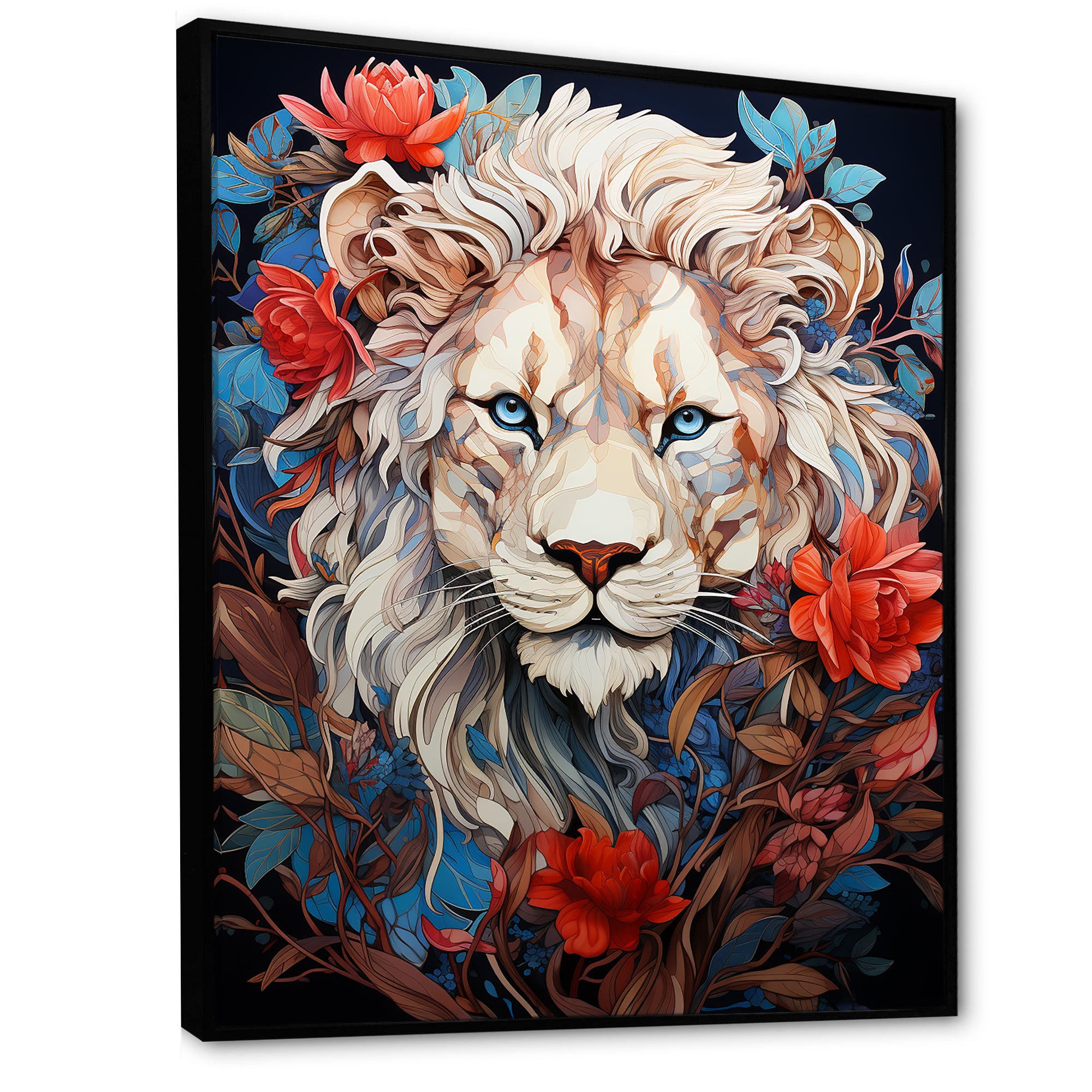 Enigmatic Lion Monarch Symbolic Realism - Lion Canvas Wall Art