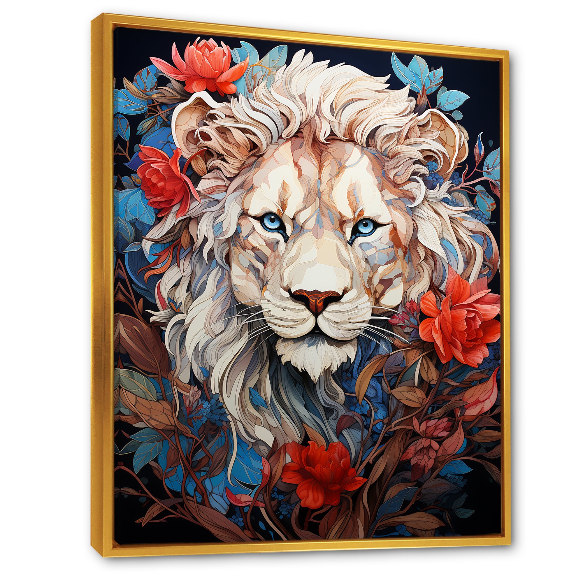 Enigmatic Lion Monarch Symbolic Realism - Lion Canvas Wall Art