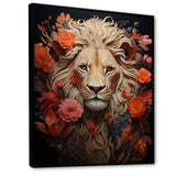 Fierce Guardian Blooming Lion - Lion Framed Canvas Art