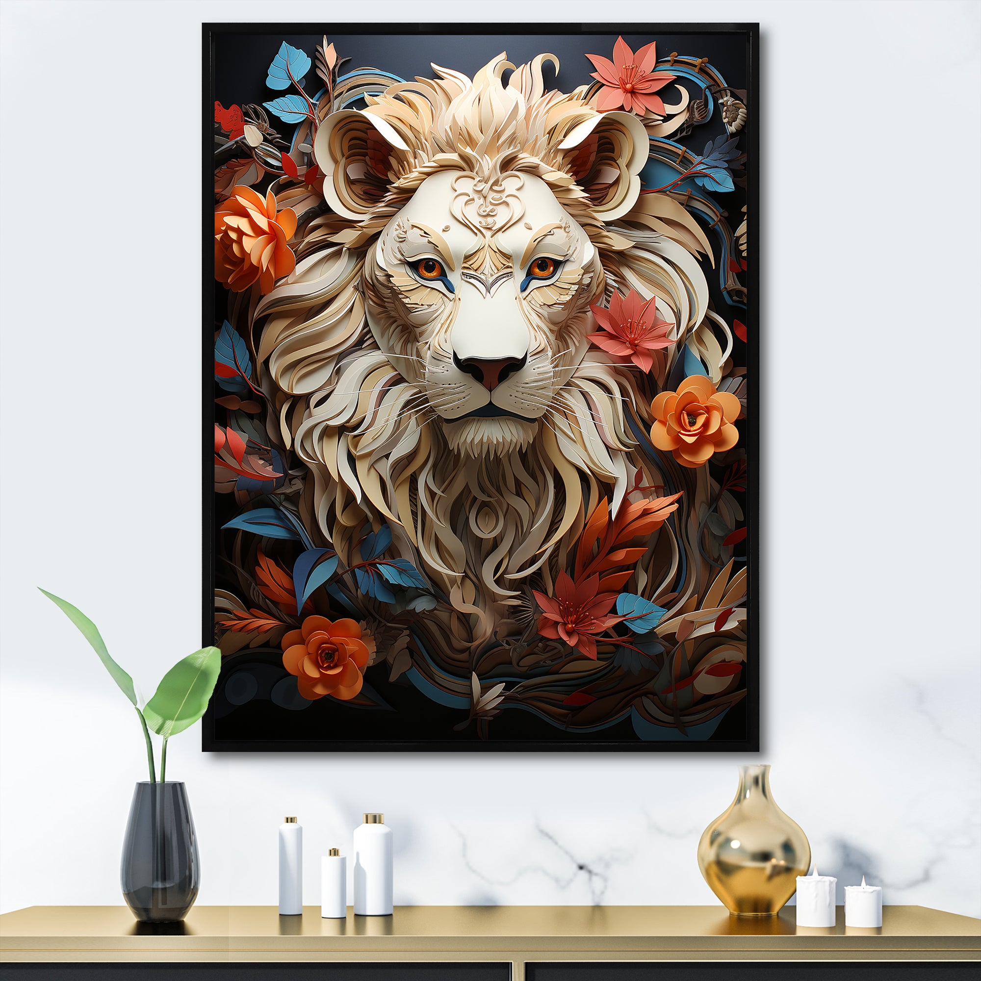 Lions Realm Dominant Blooming Presence - Lion Wall Art Prints