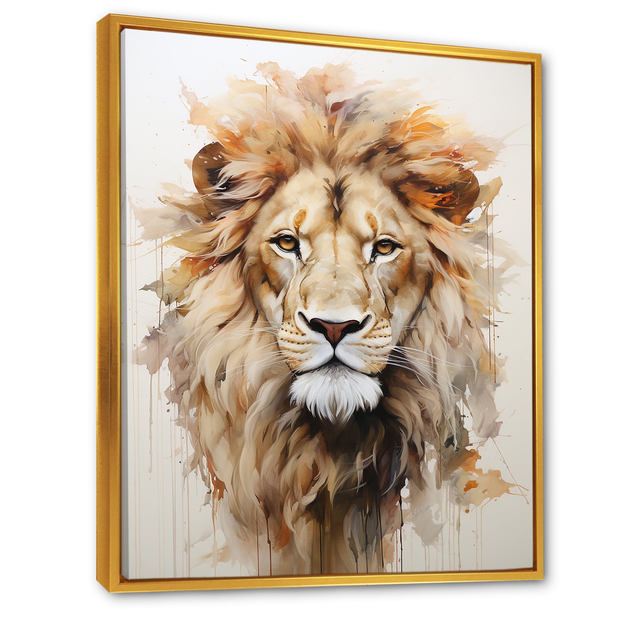 Powerful Lion S Stare Portrait - Beige Lion Wall Art