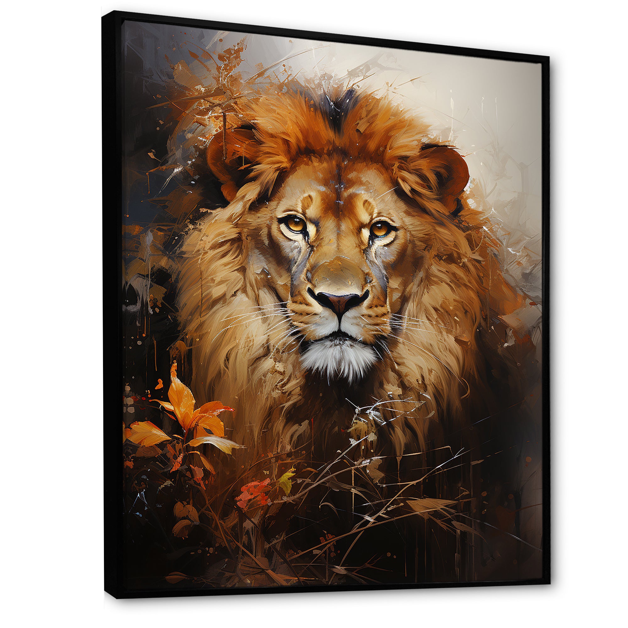 Mighty Monarchs Lion Portrait - Lion Living Room Wall Art