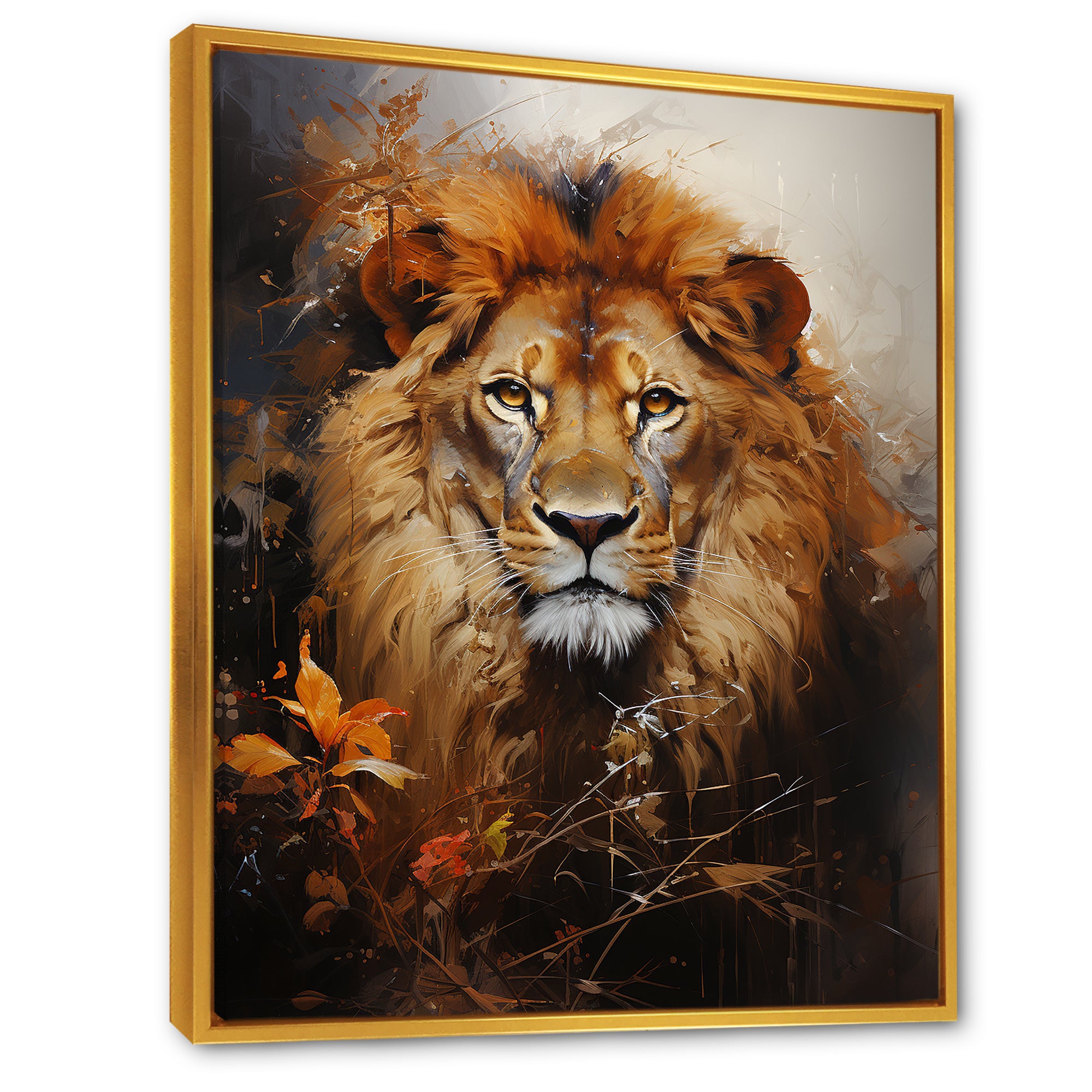 Mighty Monarchs Lion Portrait - Lion Living Room Wall Art