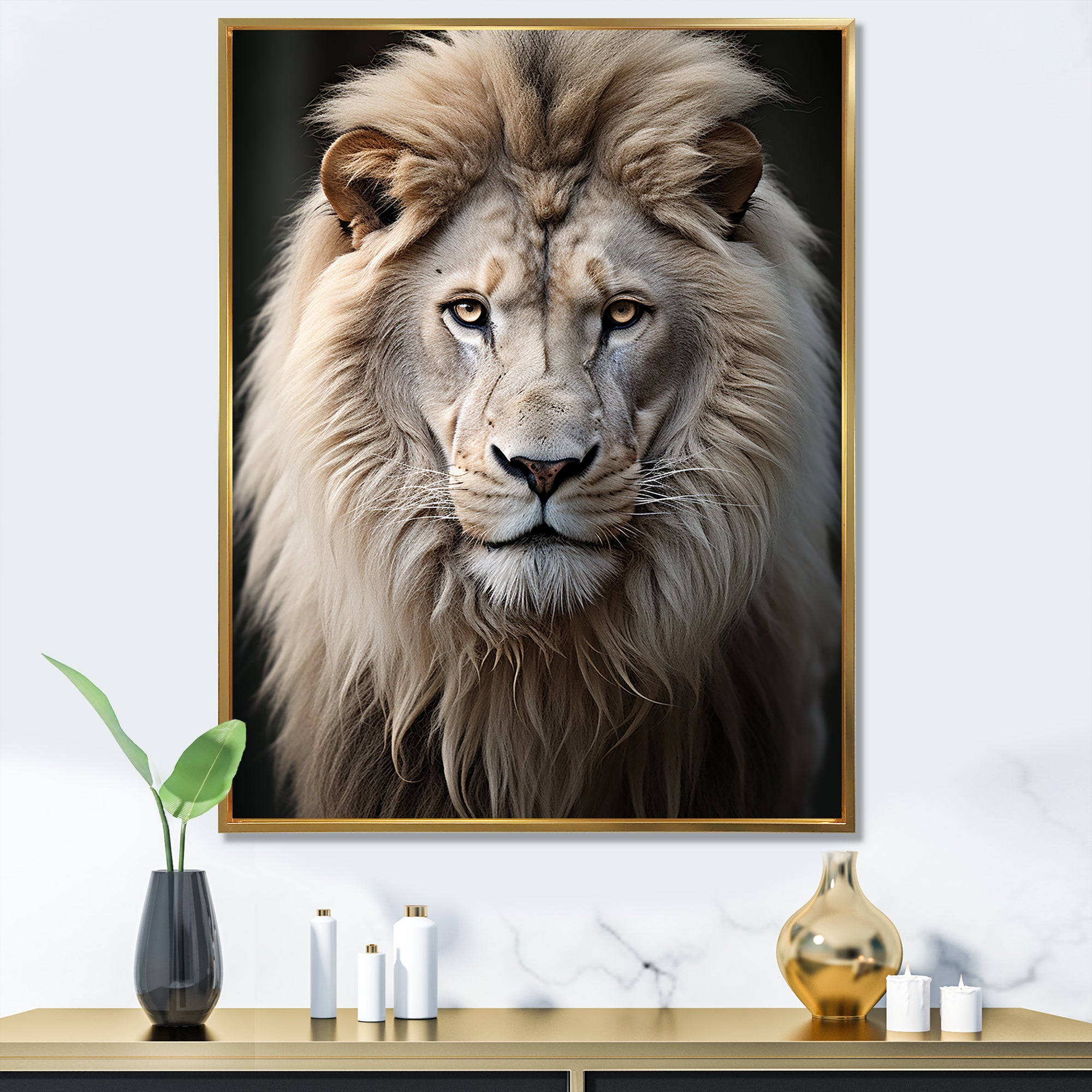 Lions Monochrome Photography - Lion Canvas Wall Art