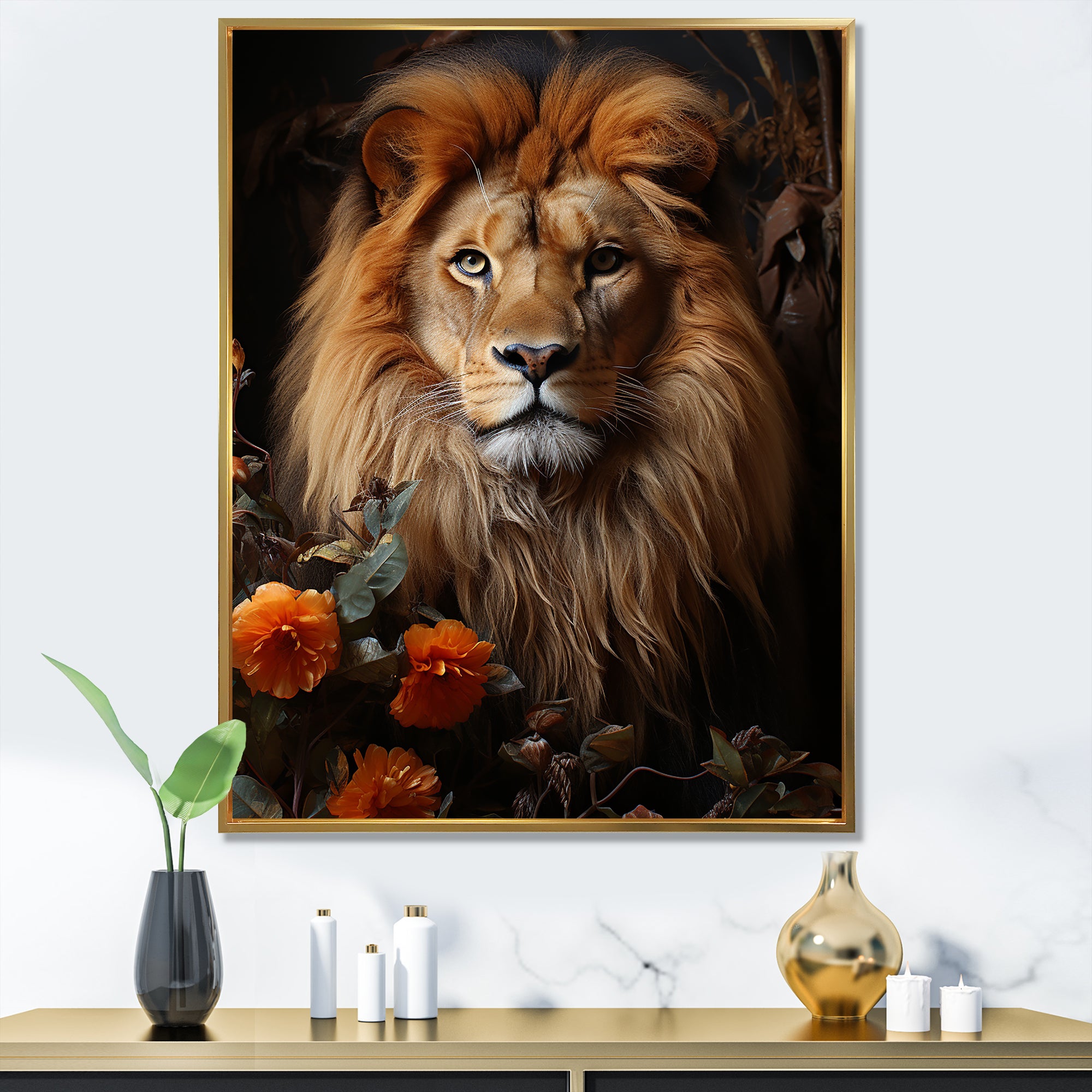 Lions Regal Portraiture - Brown Lion Wall Art