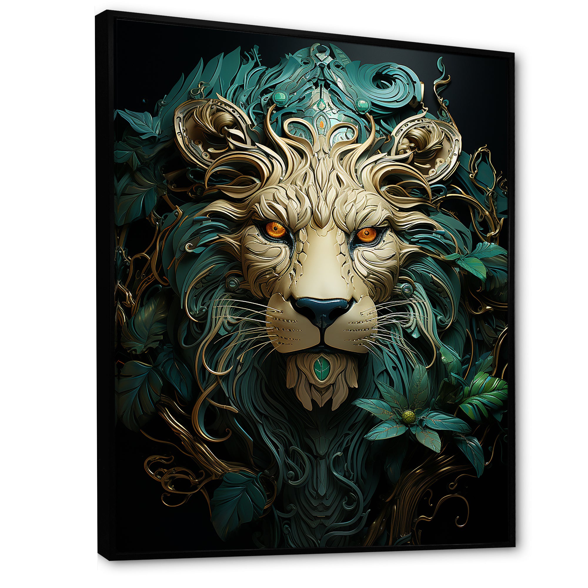 Lion Verdant Guardian - Lion Large Canvas Wall Art