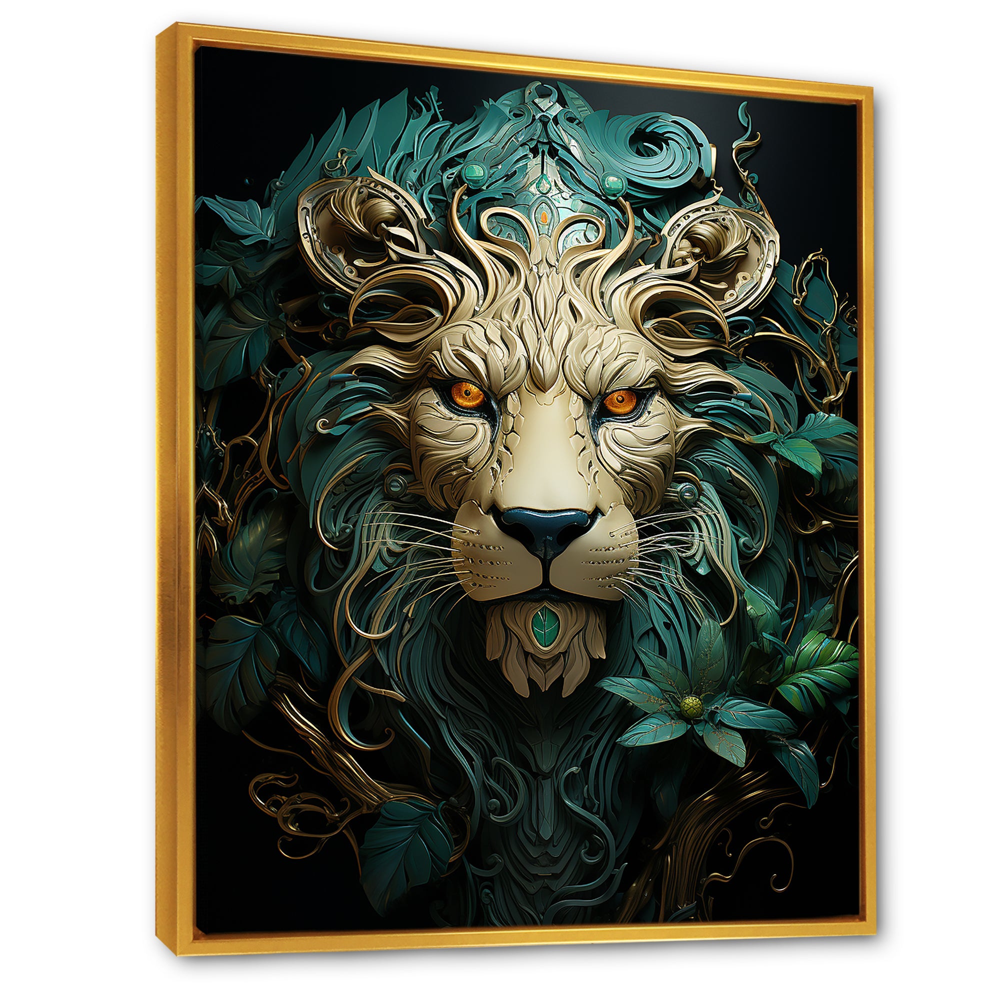 Lion Verdant Guardian - Lion Large Canvas Wall Art