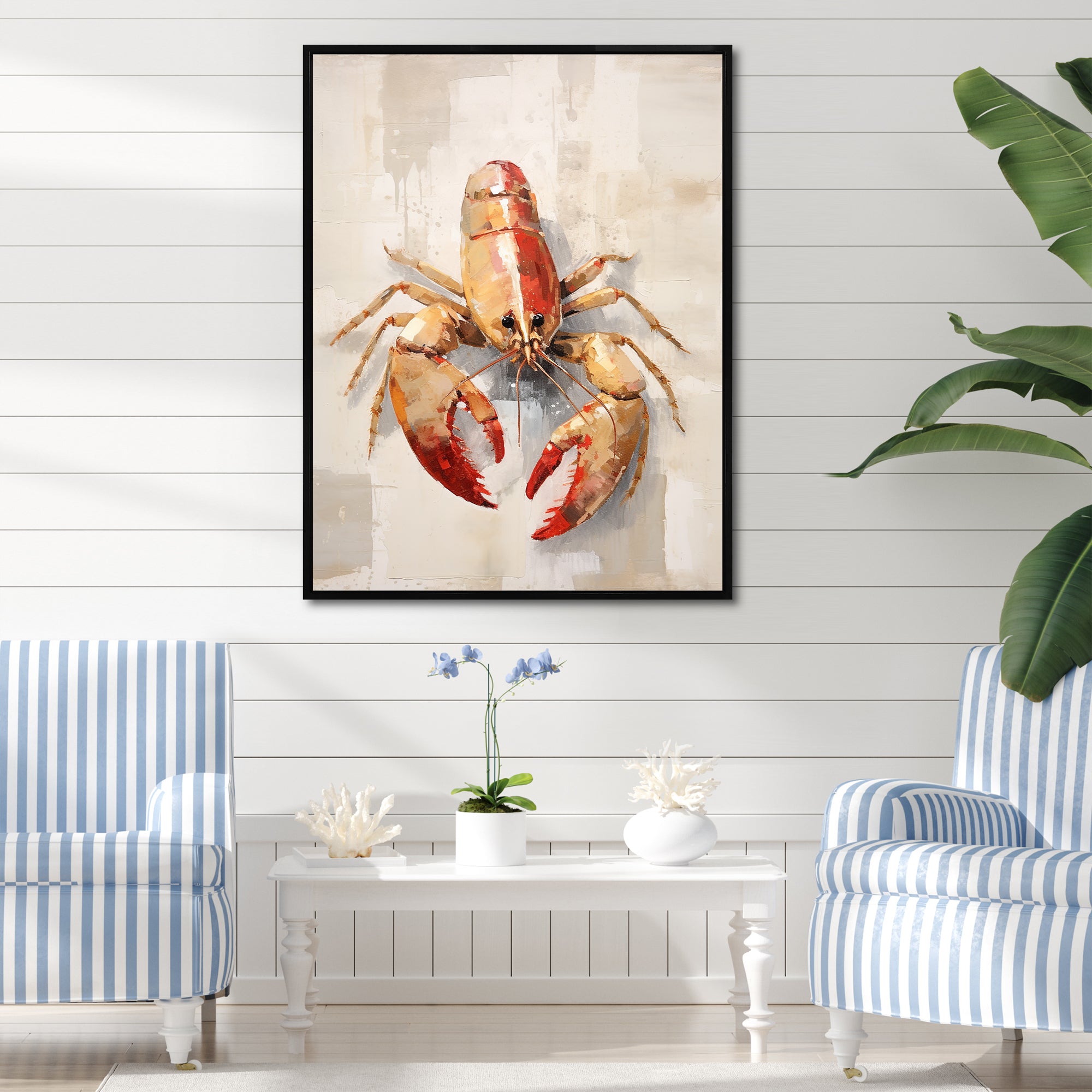 Grazing Lobster - Lobster Framed Canvas Art