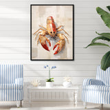 Grazing Lobster - Lobster Framed Canvas Art