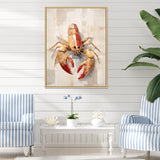 Grazing Lobster - Lobster Framed Canvas Art