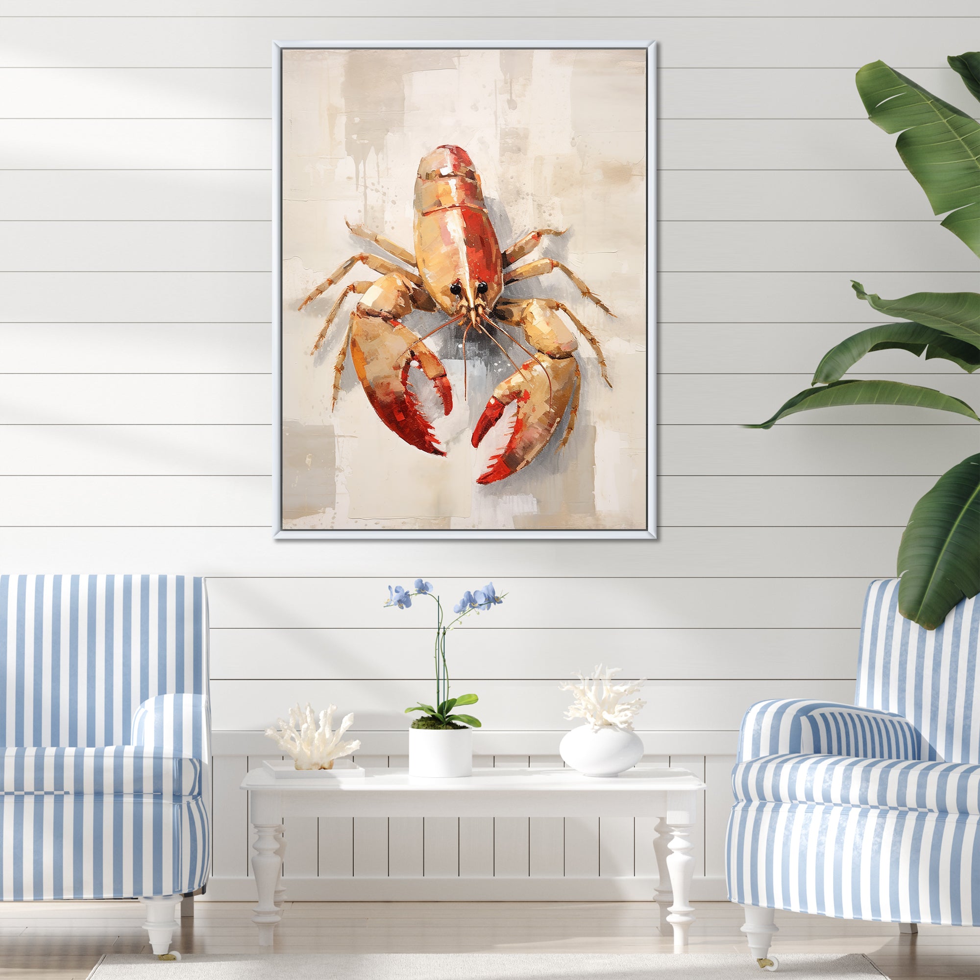 Grazing Lobster - Lobster Framed Canvas Art