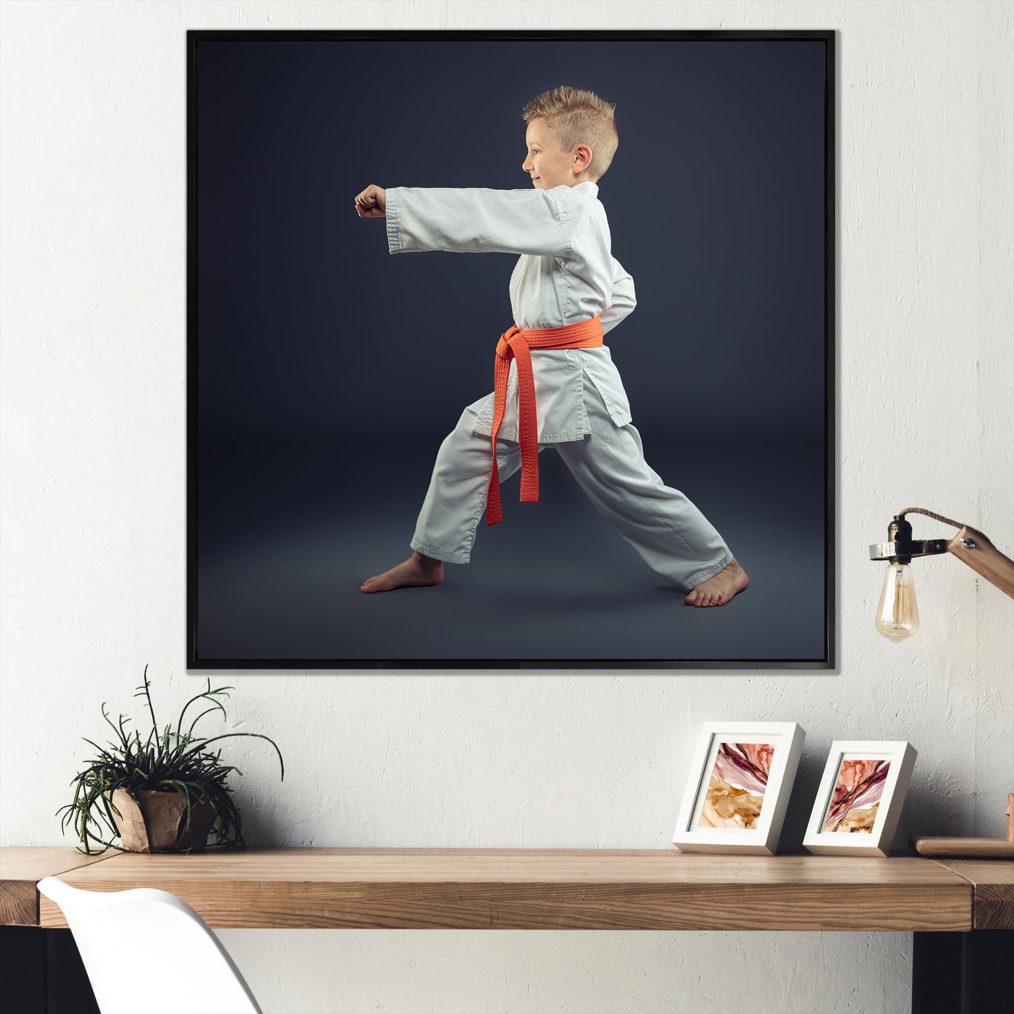 Martial Arts Karate Child Orange Belt Training Studio - Martial Arts Canvas Wall Art