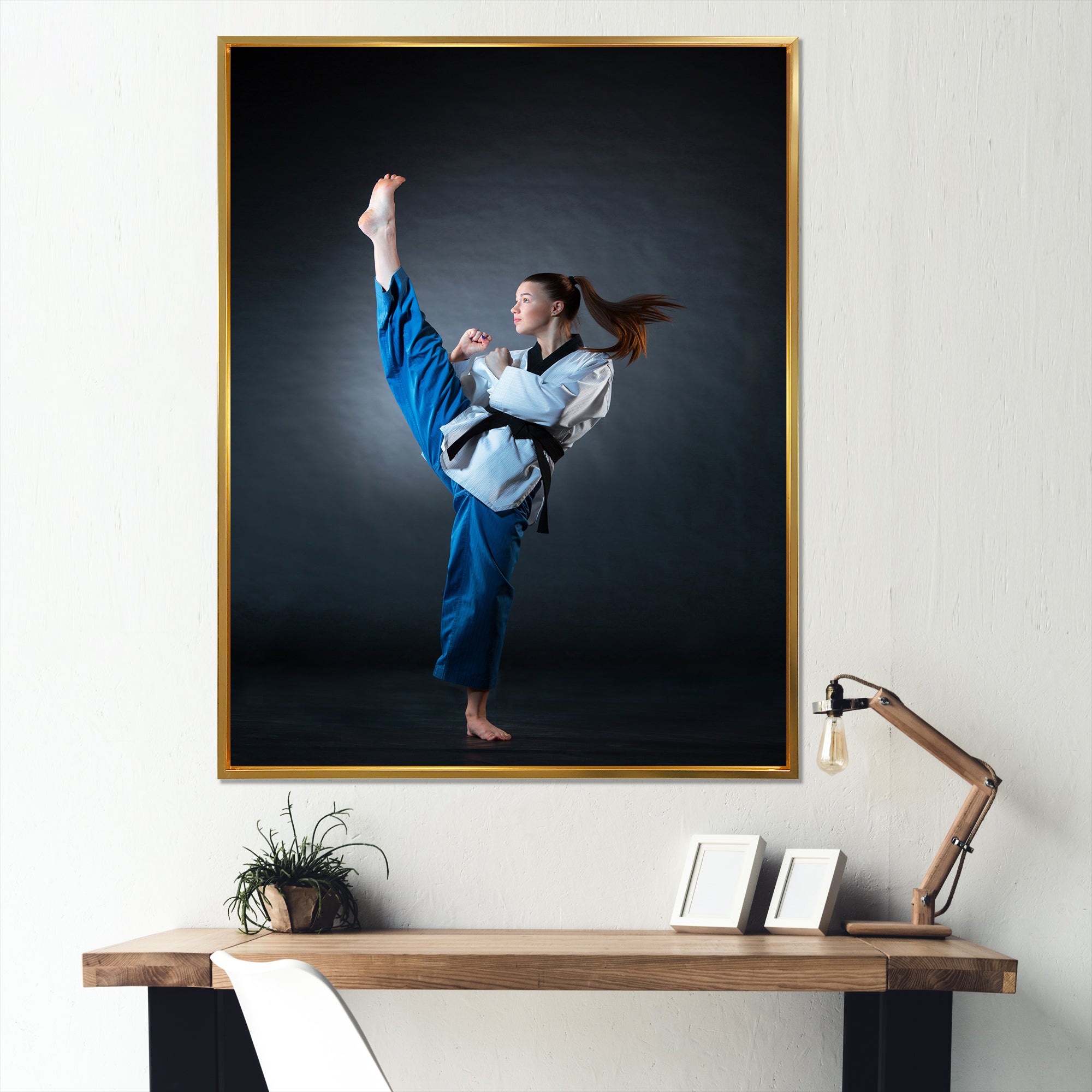 Karate Kick Black Belt - Martial Arts Canvas Wall Art