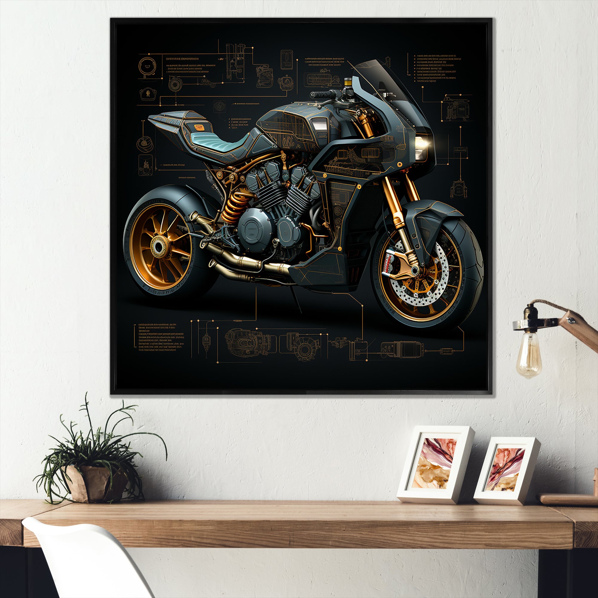 Classic Lavish Motorcycle - Motorcycle Canvas Wall Art