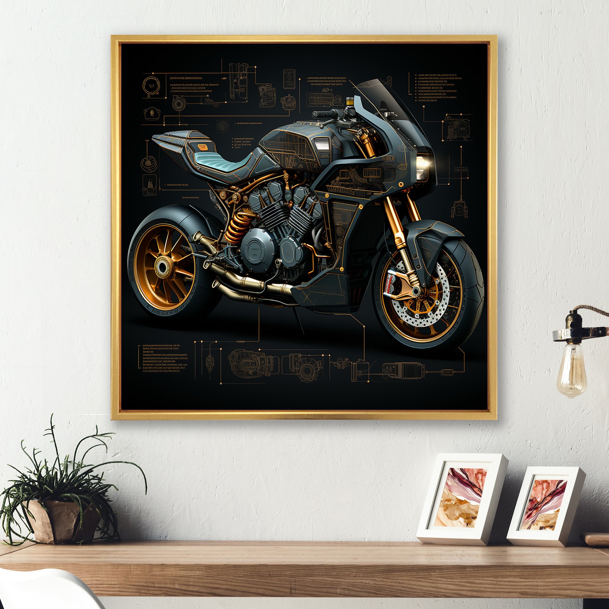 Classic Lavish Motorcycle - Motorcycle Canvas Wall Art