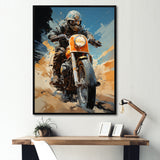 Orange And Blue Dirty Bike - Motorcycle Canvas Wall Art