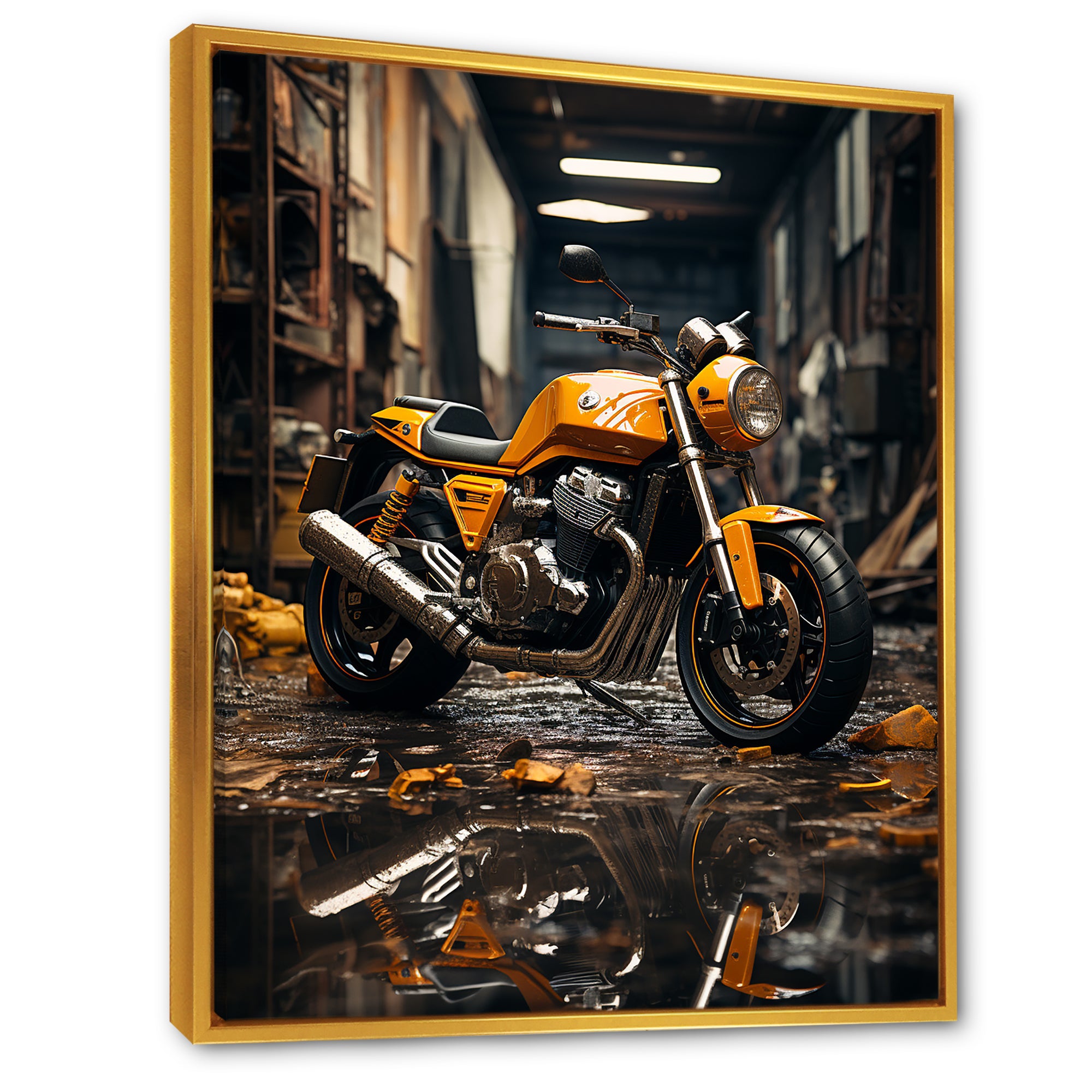 Yellow Dirt Bike Elegance - Motorcycle Canvas Wall Art