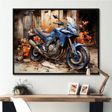 Blue Dirty Bike Urban Speed - Motorcycle Canvas Wall Art