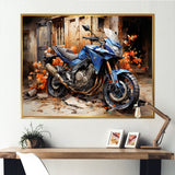 Blue Dirty Bike Urban Speed - Motorcycle Canvas Wall Art