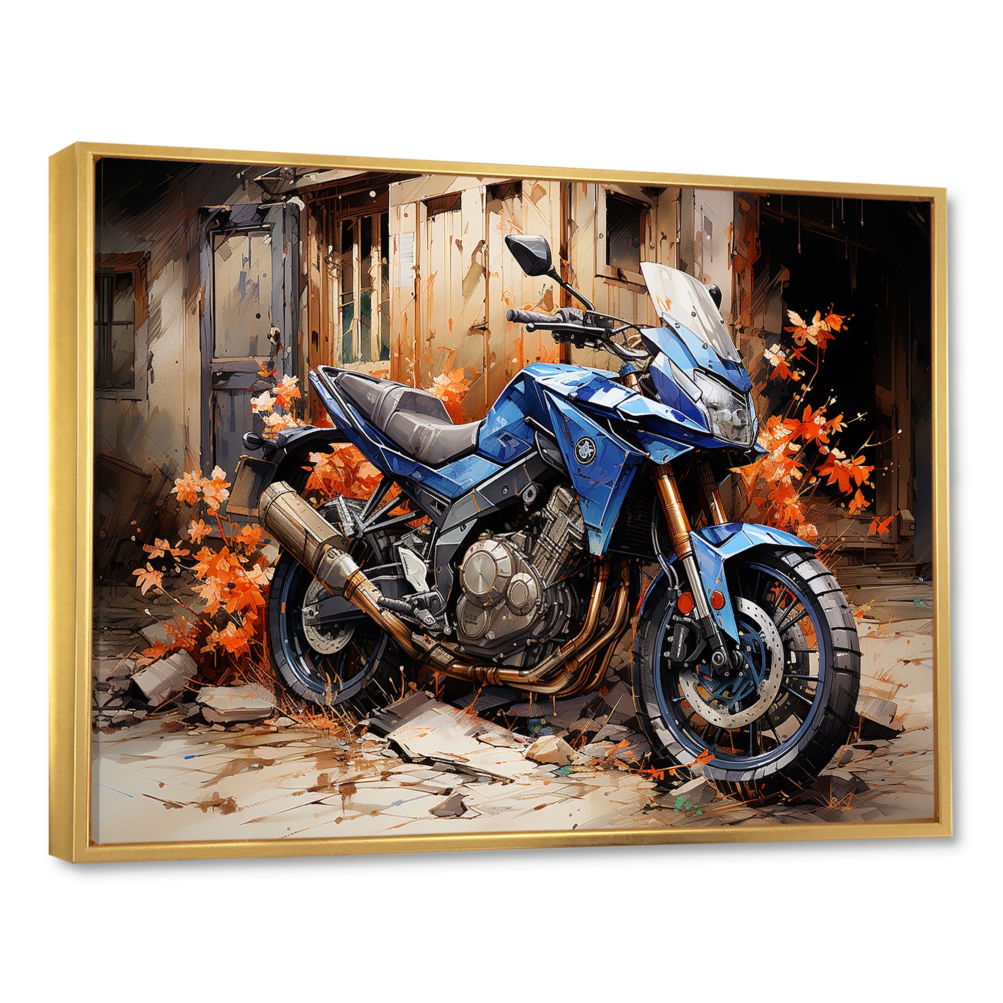 Blue Dirty Bike Urban Speed - Motorcycle Canvas Wall Art