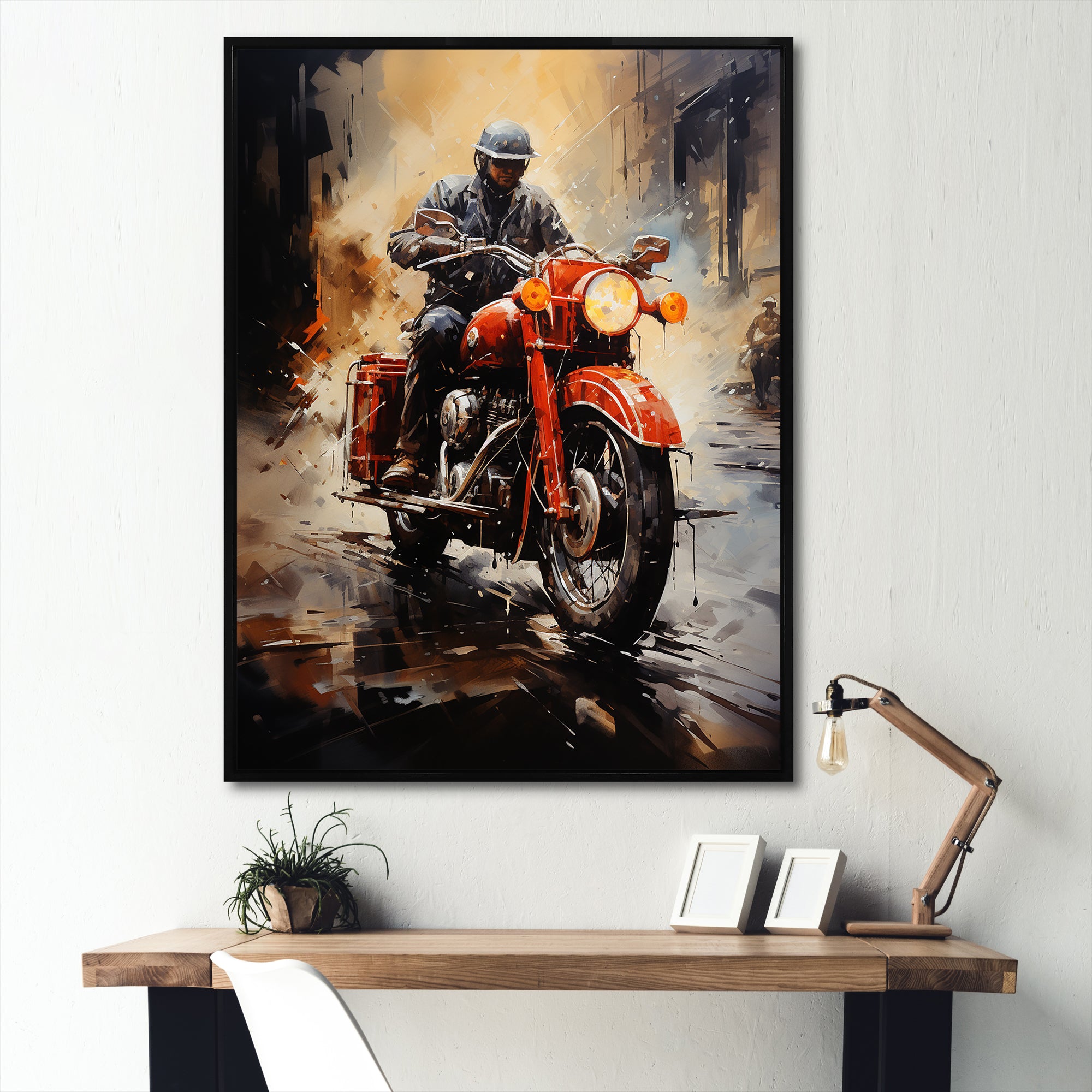 Crimson Thunder Red Dirt Bike - Motorcycle Canvas Wall Art