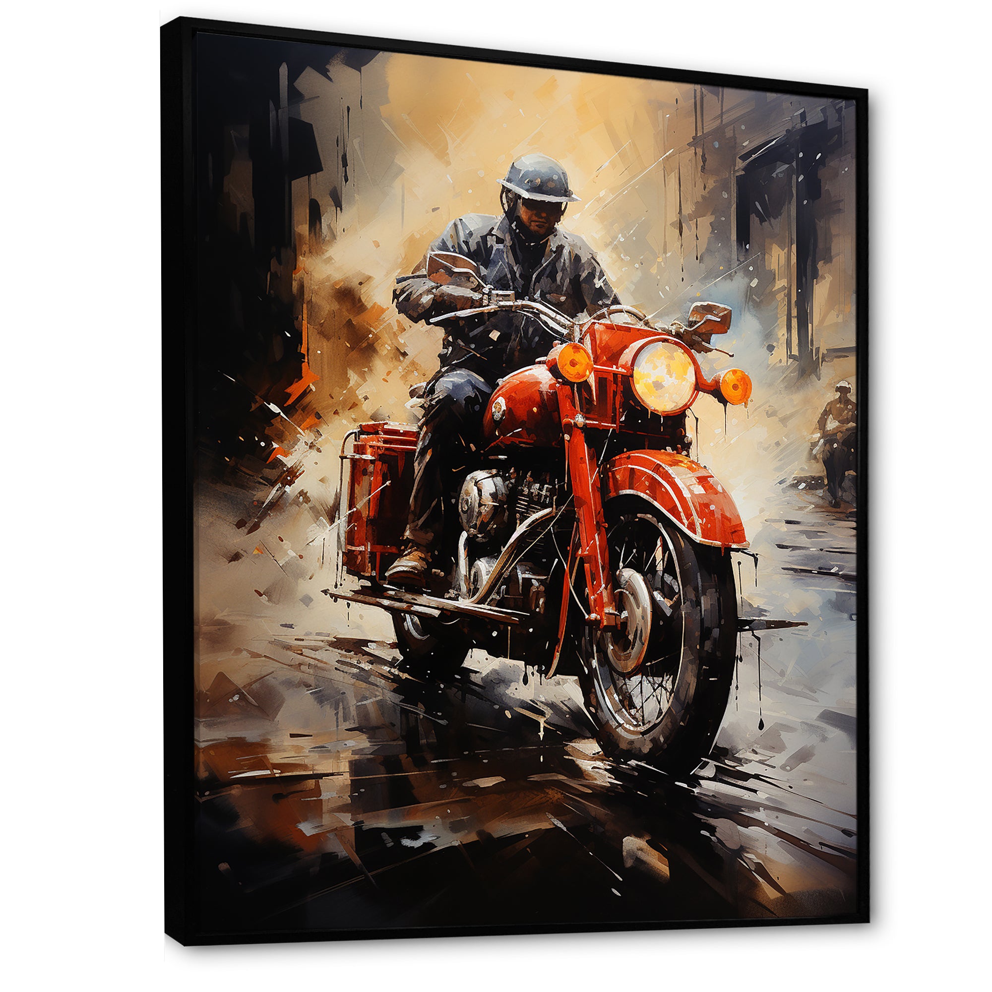Crimson Thunder Red Dirt Bike - Motorcycle Canvas Wall Art