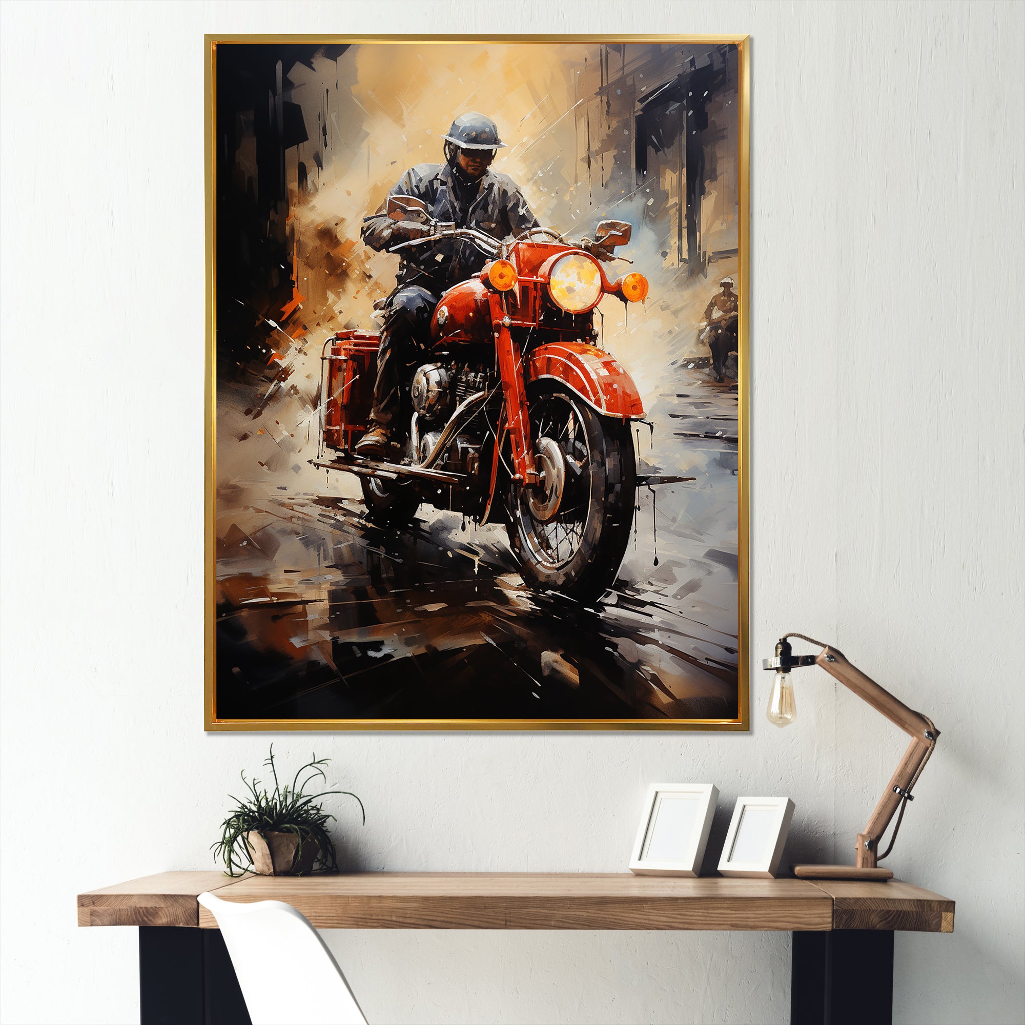 Crimson Thunder Red Dirt Bike - Motorcycle Canvas Wall Art