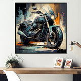 Blue Chopper Bike Matrix - Motorcycle Canvas Wall Art