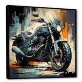 Blue Chopper Bike Matrix - Motorcycle Canvas Wall Art