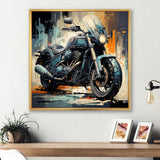Blue Chopper Bike Matrix - Motorcycle Canvas Wall Art