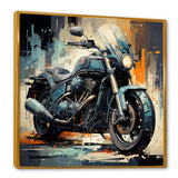 Blue Chopper Bike Matrix - Motorcycle Canvas Wall Art
