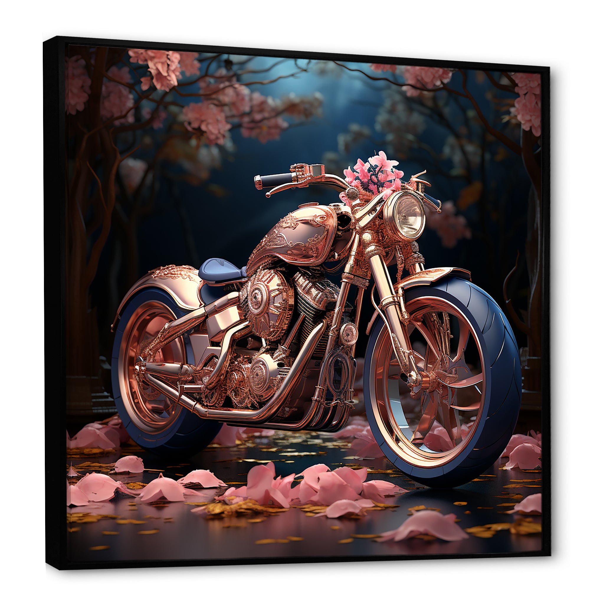 Rustic Pink Chopper Bike - Motorcycle Canvas Wall Art