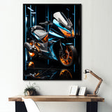 Electric Blue Ride Scooter - Motorcycle Canvas Wall Art