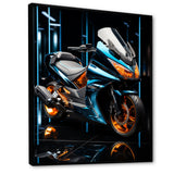Electric Blue Ride Scooter - Motorcycle Canvas Wall Art