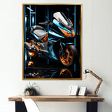 Electric Blue Ride Scooter - Motorcycle Canvas Wall Art