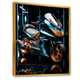 Electric Blue Ride Scooter - Motorcycle Canvas Wall Art