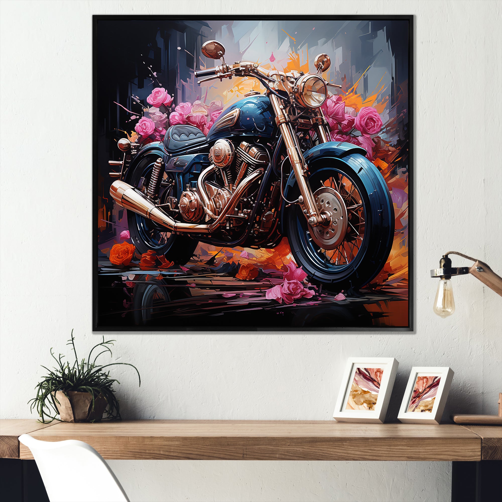 Expressionist Motor Adventure - Motorcycle Canvas Wall Art