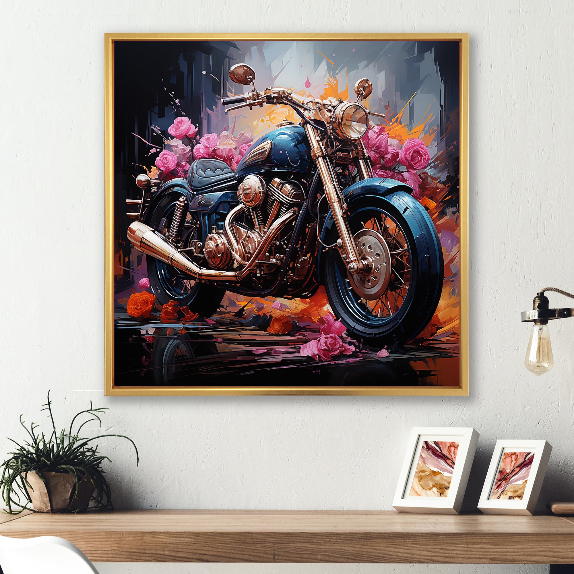Expressionist Motor Adventure - Motorcycle Canvas Wall Art