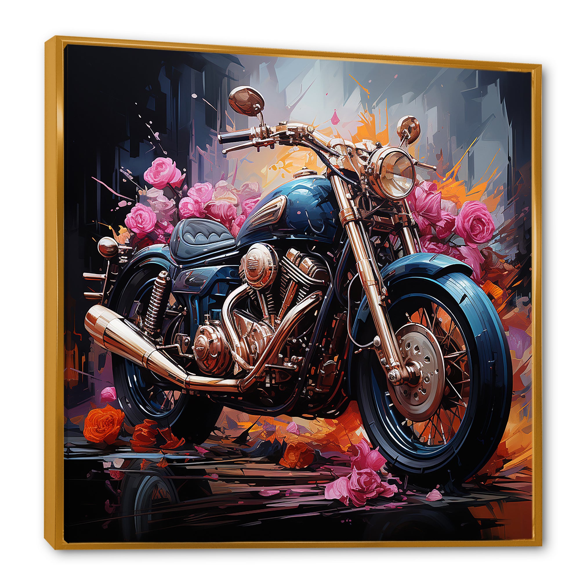 Expressionist Motor Adventure - Motorcycle Canvas Wall Art